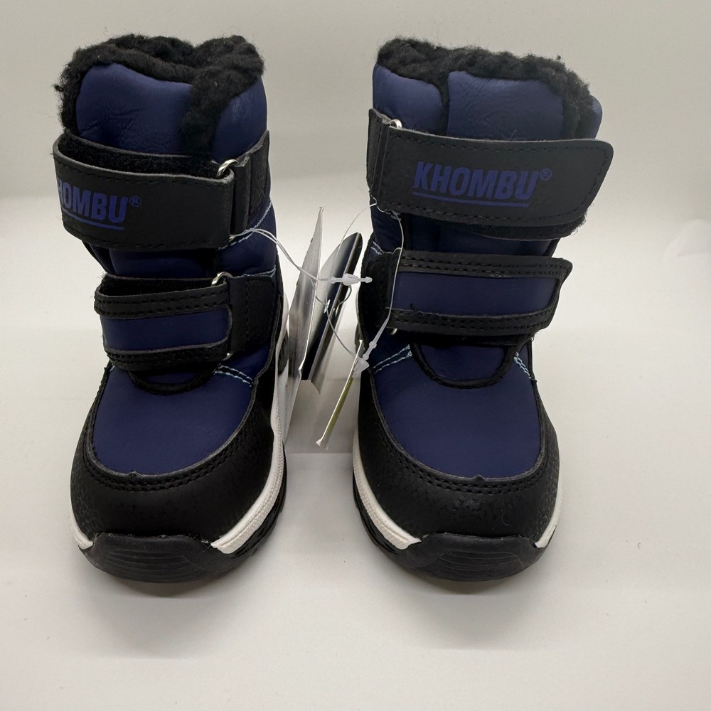 Khombu Toddler Boys Navy Blue Black Insulated Snow Boots Size 5 Hook Loop